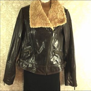 Laundry By Shelli Segal Aviator Leather Jacket